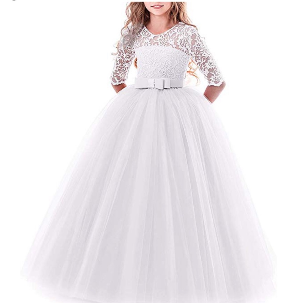 Girls white dress : size 7/8